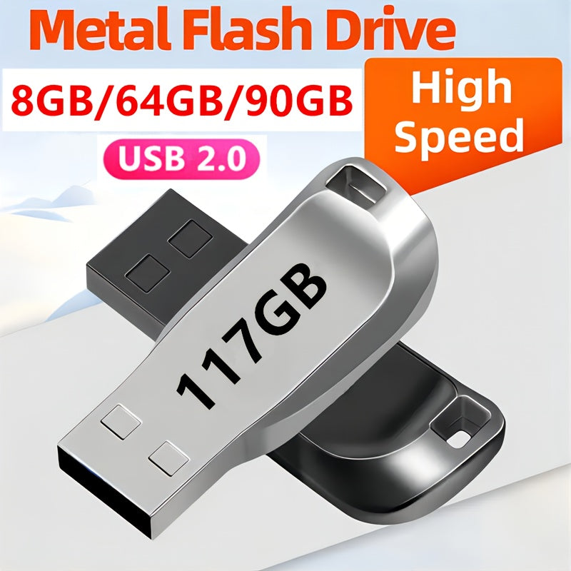 Metal USB 2.0 Flash Drive with High-Speed Data Storage, Available in Various Sizes, Secure Transfer for Computers and Tablets