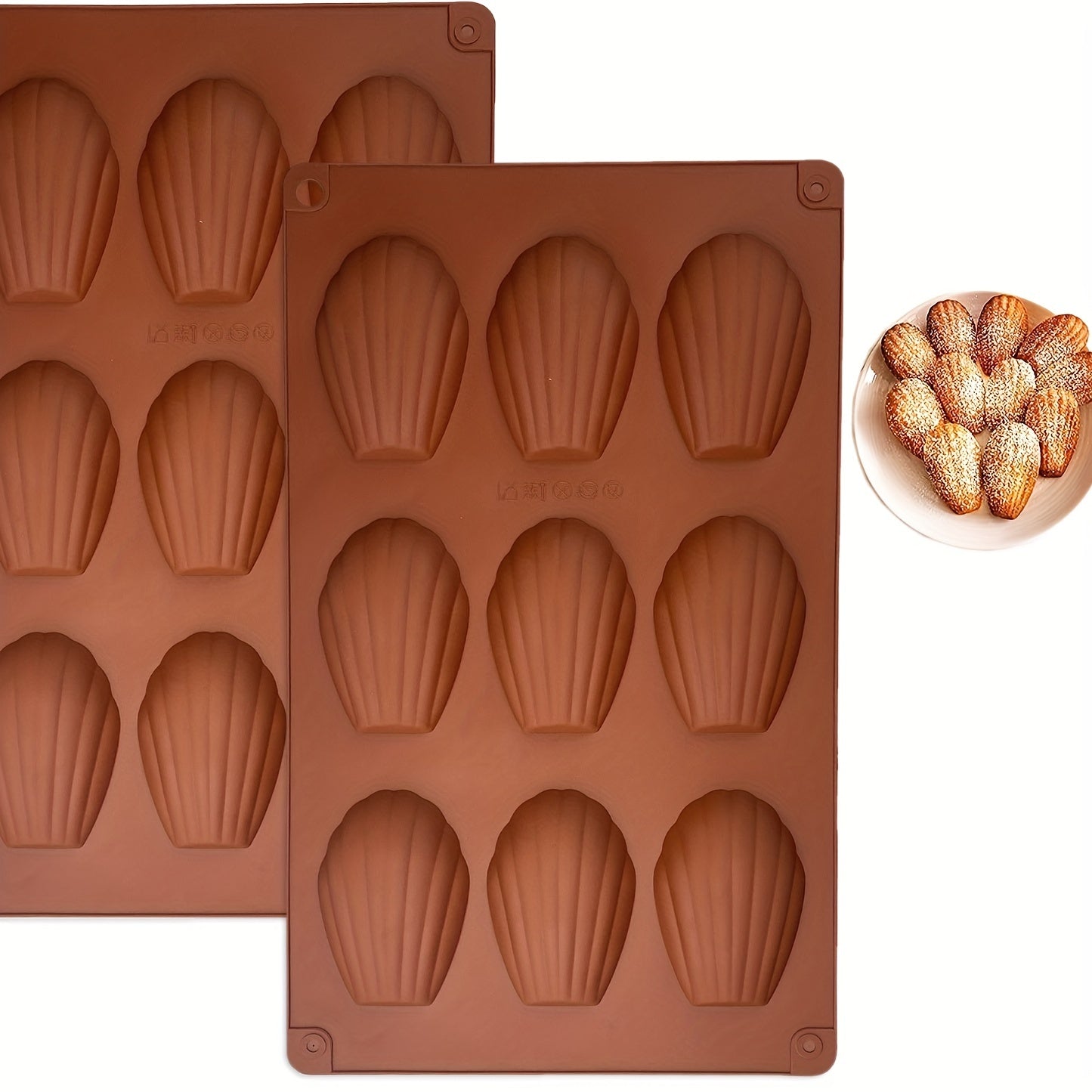 Silicone Madeleine Pan, Set of 2, Nonstick Cookie Mold with 9 Cavities, Baking Supplies for Kitchen