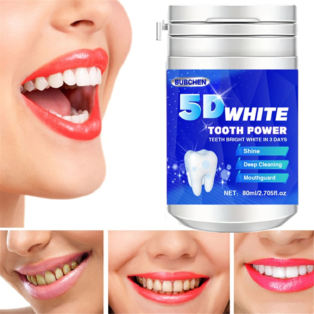 1 bottle of Bubchen 5D White Toothpowder - 80ml, with Pearl Powder for deep cleaning and brightening dental care, ideal for women.