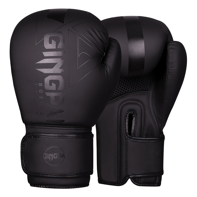 Adult boxing gloves for men and women, suitable for Muay Thai sparring and MMA training. Made of durable faux leather with adjustable strap closure in multiple sizes (6oz-14oz). Comes in a