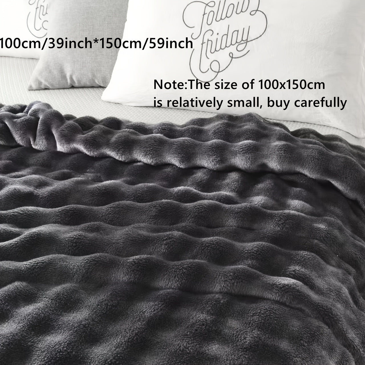 Modern Hypoallergenic Polyester Bed Blanket - Luxuriously Soft Faux Rabbit Fur Plush Throw for Bedroom, Sofa, Office, and Travel - Suitable for All Seasons - Easy to Clean Machine Washable Blanket with Simple Design - Lightweight Cover for Any Purpose