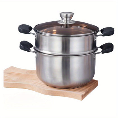 Versatile Stainless Steel Stockpot with Steamer Insert - Ideal for Soups, Stews, Breads, and Seafood - Long-lasting and Suitable for Induction and Gas Stoves in Home and Restaurant Kitchens