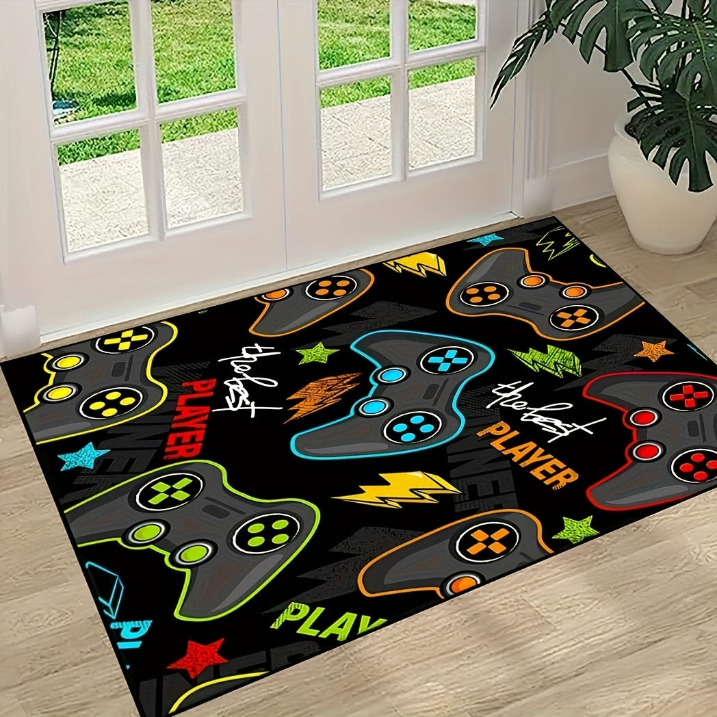 Game Controller Print Area Rug for 1 pc, with Anti-fatigue Floor Carpet and Stain-resistant Kitchen Rug. Also features a Quick Dry Absorbent Bath Mat, Entrance Welcome Doormats, and can be used in the Living Room, Bedroom, Hallway, Laundry Room, or