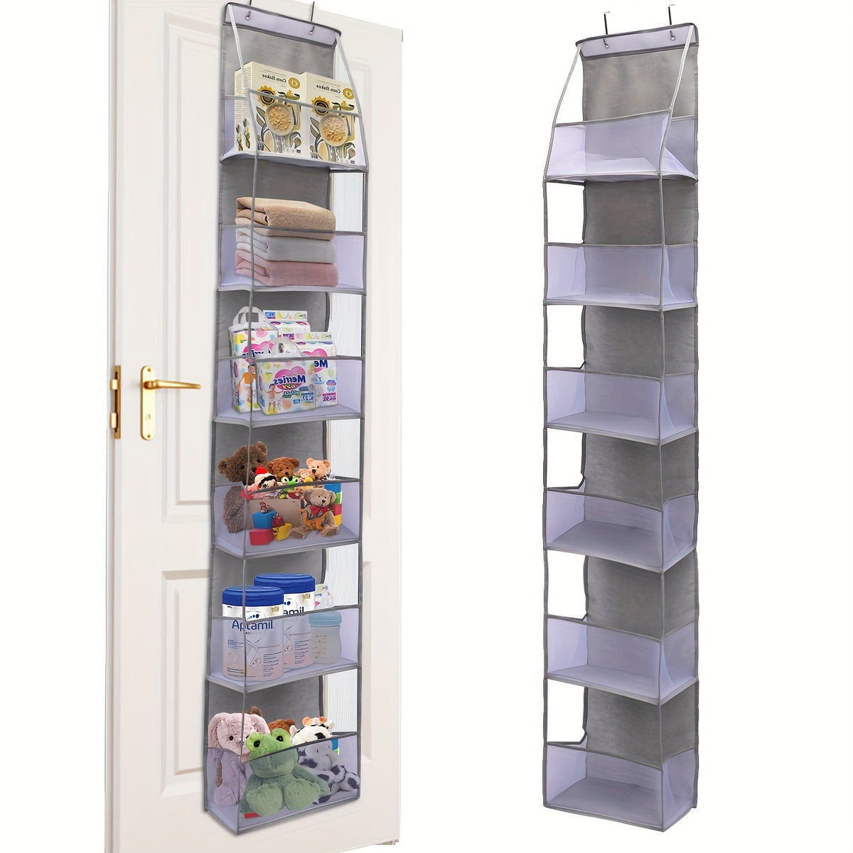 Multi-functional Over-the-Door Storage with 6 Spacious Pockets - Ideal for Storing Stuffed Animals, Clothing, Toys & Diapers in Nursery, Bedroom, or Bathroom.