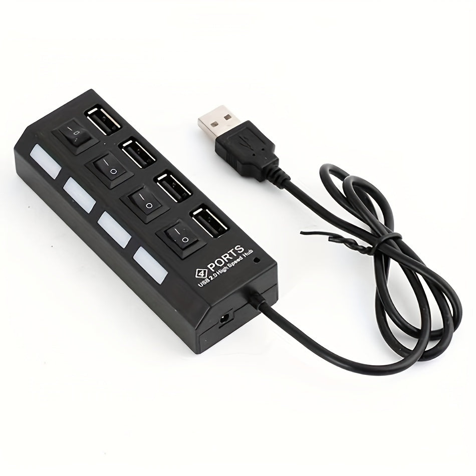 VVIA 4/7-Port USB 2.0 Hub with Independent Switch, Compatible with Tablets, 5V Power Mode, LED Indicators for PC