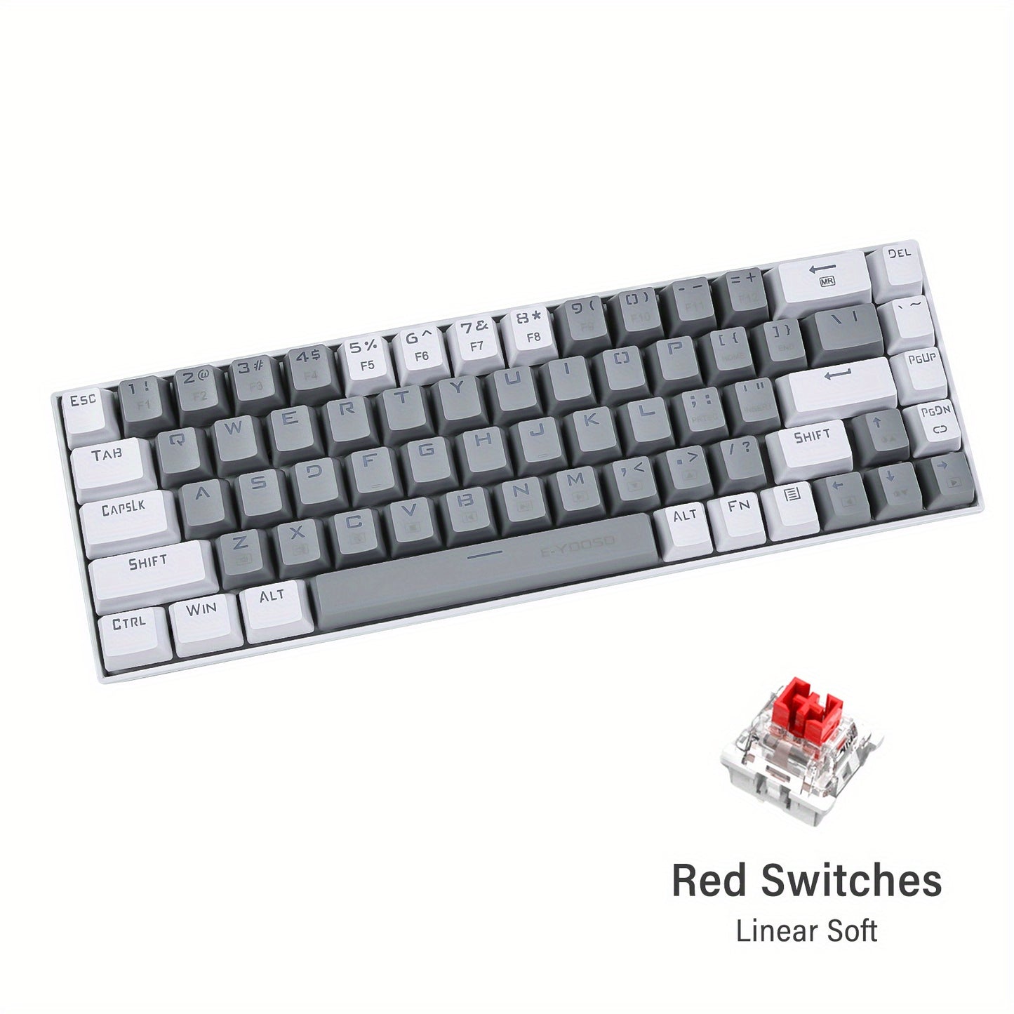 E-YOOSO Z-686 is a portable 65% mechanical gaming keyboard with backlighting and ergonomic design. It features a unique bicolor mold, compact 68 keys, and is suitable for Windows PC