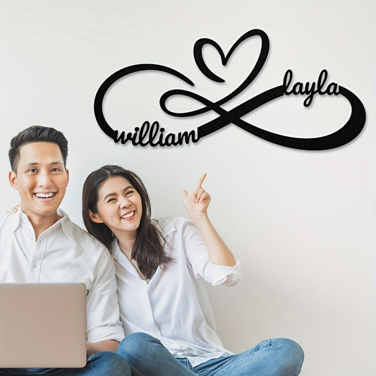 Personalized Metal Couple Name Sign with Infinity Love Heart Design - Customizable Wall Art for Newlyweds, Unique Wedding Gift, Anniversary Present, and Valentine's Day Gift - Perfect for Home Decor