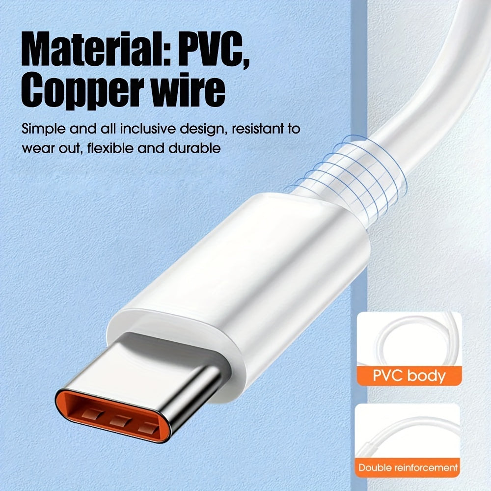 Single 6A 120W USB-C cable for fast charging and data transfer, compatible with Huawei, Xiaomi, and Vivo devices. Features high-speed data transmission and quick charge capability.