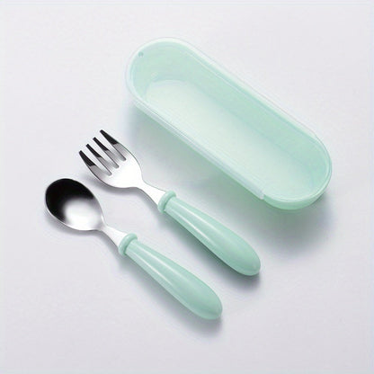 Kids' Easter Gift Set: Personalized Tableware with Name, Includes Spoon, Fork, and Storage Box