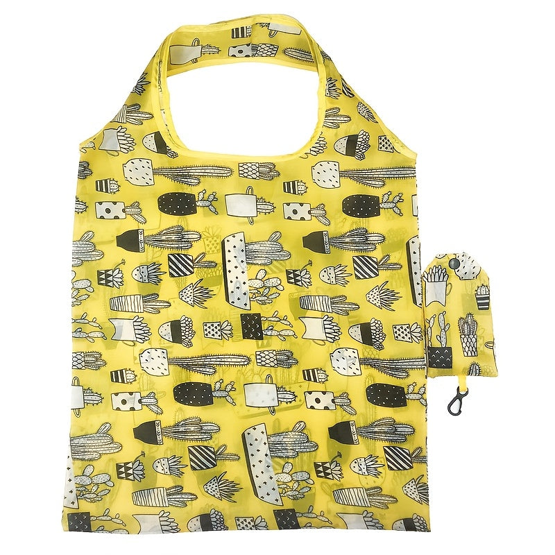 Get your hands on a 1pc high-quality reusable shopping tote bag, perfect for all your shopping and storage needs. Made of durable polyester, this large and foldable bag features stylish patterns including sunflowers, leopard, paisley, polka dots, zebra