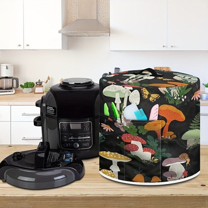 Protect your kitchen appliances with this Botanical Mushroom Pattern Dust Cover. Designed to fit Instant Pots, electric pressure cookers, and air fryers, this insulated cover will keep your appliances clean and free of dust.