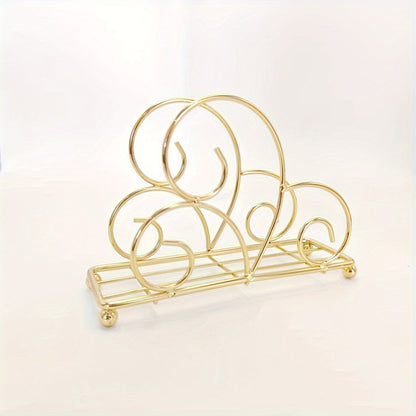 One metal cartoon tree-shaped napkin holder with hollow-out design for kitchen or dining table decoration, made of cast iron.