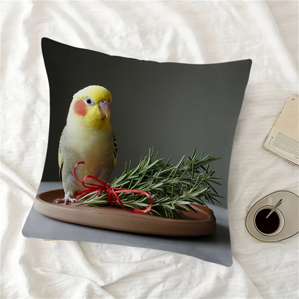 Throw Pillow Cover with Cockatiel Design - Made for Seasonal Decor with Durable and Double-Sided Features | Ideal for Living Room, Bedroom, or Office Sofa | Easy to Clean with Machine Washable Polyester Fabric (Insert Not Included)