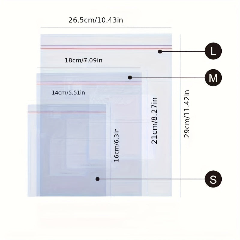 Clear Zipper Bag available in quantities of 15, 20, 30, 40, and 65 pieces. Ideal for storing biscuits, cookies, candy, snacks, dry fruits, grains, cereals, and spices. These portable, leakproof bags are perfect for keeping food fresh in the fridge. Can