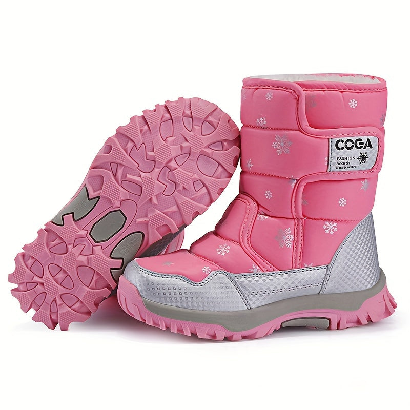 New high-top snow boots with a snowflake design for both men and women.