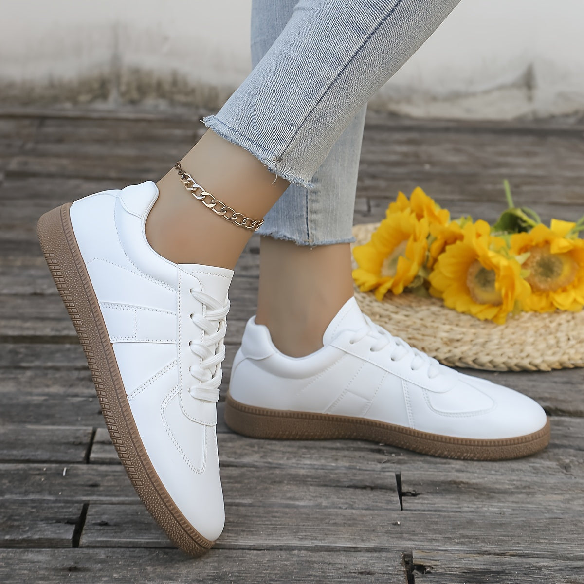 New 2024 lightweight, breathable sneakers for women with lace-up closure, sequin detail, and faux leather upper. Hand wash or dry clean. Soft sole, perfect for casual sports.