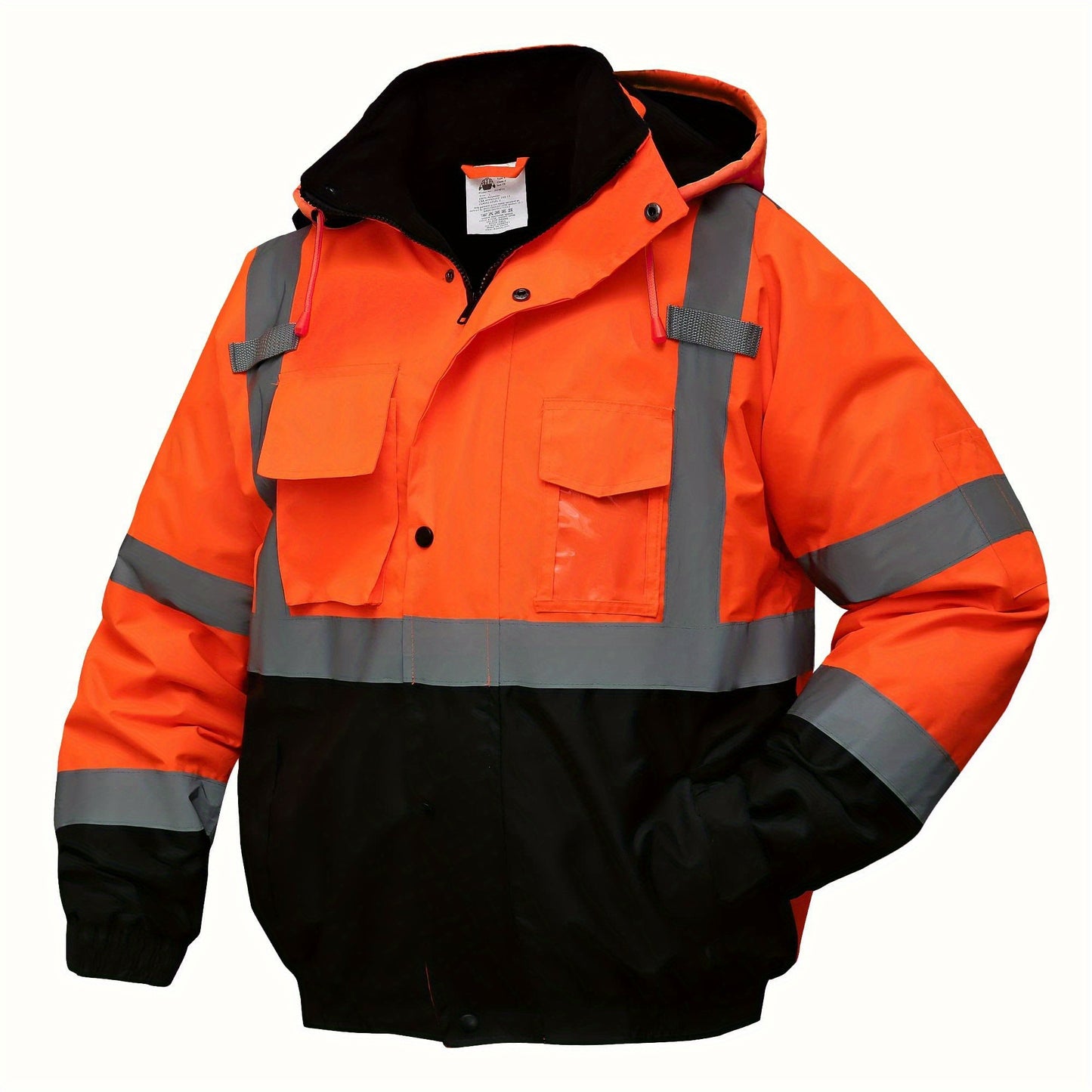 High visibility reflective safety jackets with pockets for men and women, waterproof and suitable for cold weather construction work. Work coats by DP Safety.