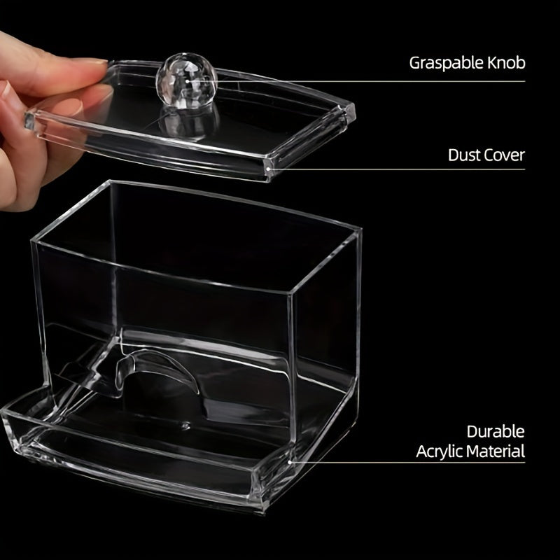 1pc 8oz Swab Holder, Buds Ball Dispenser, Bathroom Canister, Clear Apothecary Jar, Storage Bins for Home Organization