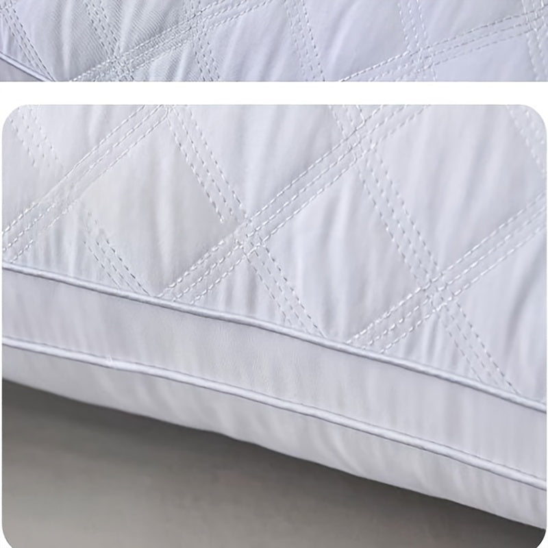 Two hypoallergenic 3D pillows with soft quilted zippered cervical support, breathable knitted polyester, machine washable, and multipurpose for adults, offering hotel-quality sleep.