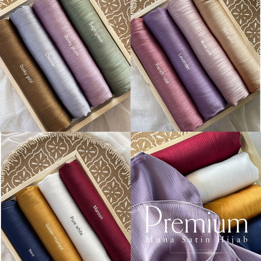 4-Pack of Elegant Solid Color Satin Hijab Scarves for Women made of 100% polyester. Perfect for casual weekend wear, these scarves are decorative and come in black, white, beige, yellow