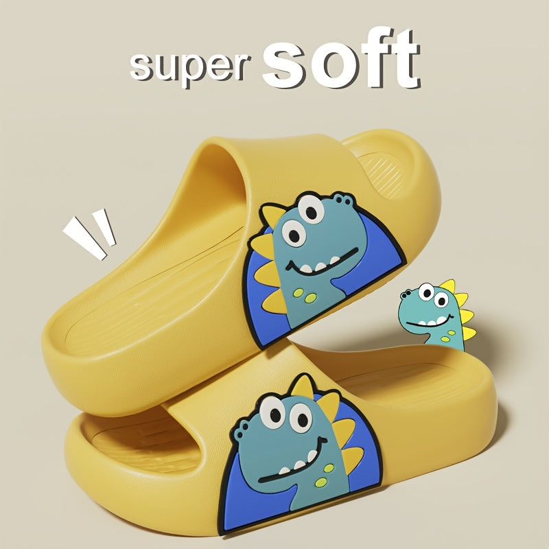 Children's cartoon dinosaur slides, summer EVA sandals for boys under 14, non-slip beach slippers.