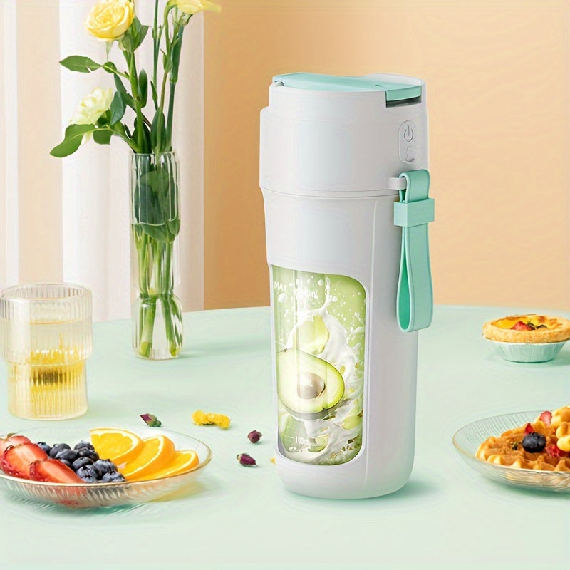 Portable USB rechargeable blender with 10 blades, perfect for making smoothies, shakes, and ice drinks. BPA-free and ideal for use at home, the gym, or while traveling.