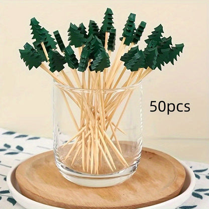 50/100 disposable bamboo picks for Christmas tree fruit, cocktails, art displays, and more.