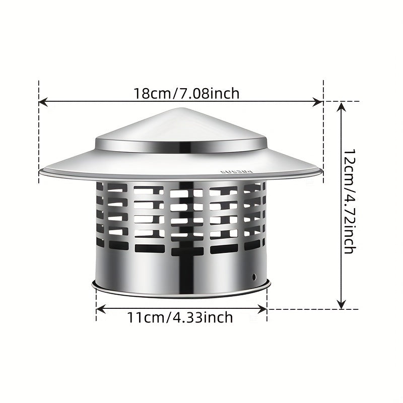 Sleek Stainless Steel Chimney Cap with Screen - 10.92cm/16.0cm Round, Rain & Wind Resistant Topper for Stove Pipes, Improves Roof Ventilation on Exterior