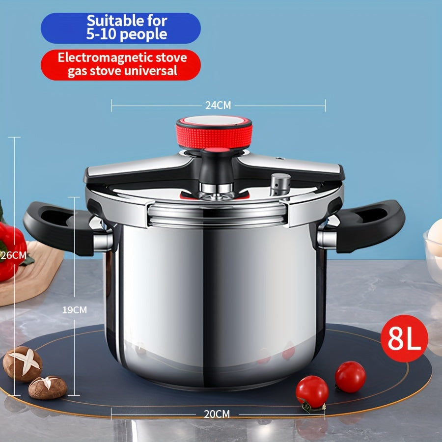 Compact Stainless Steel Pressure Cooker with Secure Latch - Effortless Lid Release, Small Size, Traditional Pressure Pot for Fast Meal Prep.