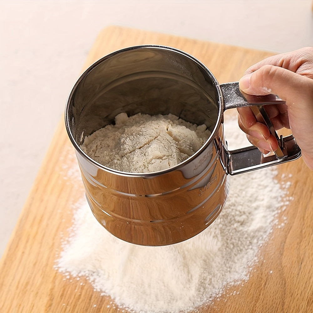 Essential Kitchen Tool: Double-Layer Fine Mesh Stainless Steel Handheld Flour Sifter for Baking and Cooking