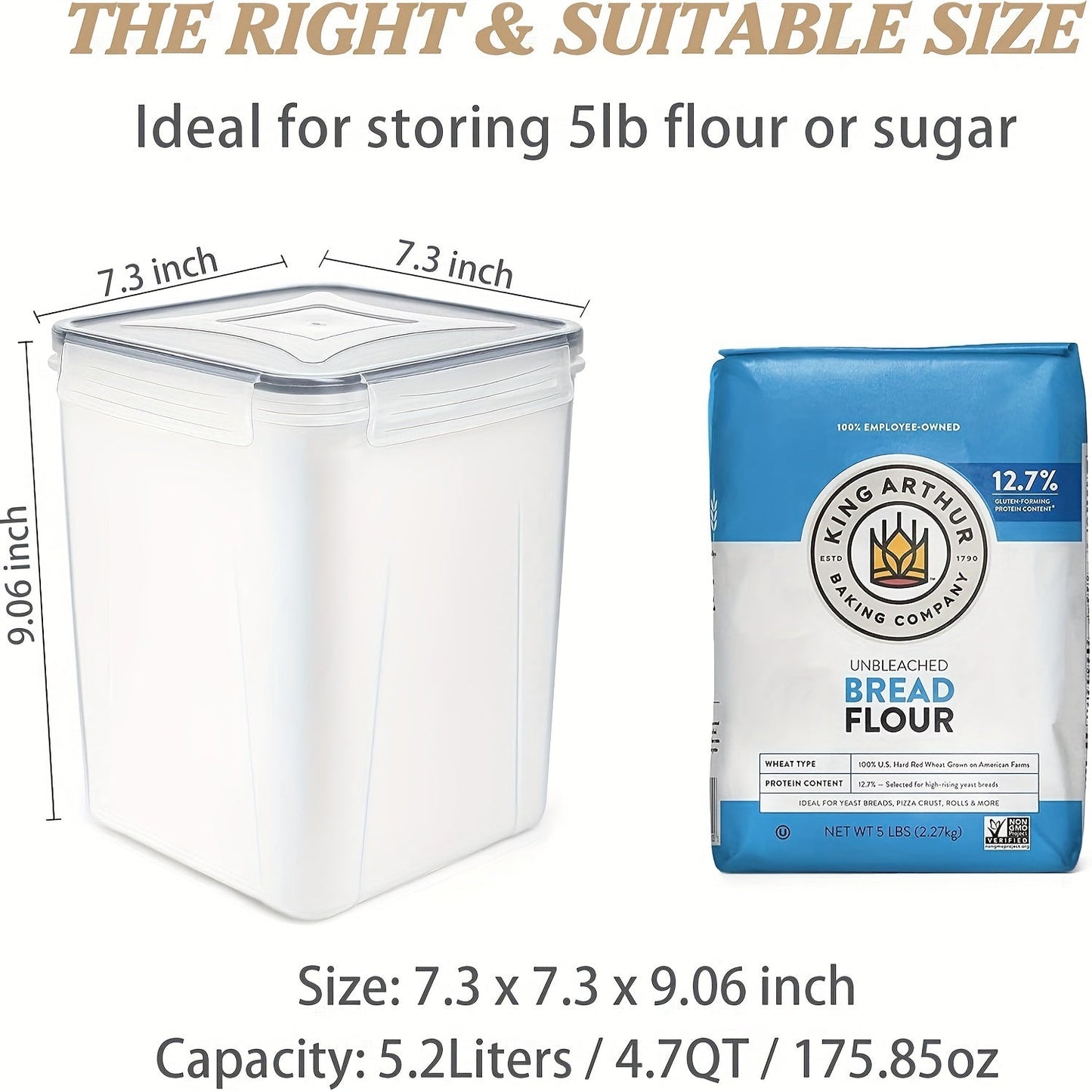 A set of four airtight food storage containers with lids, each holding 5.2 liters or 175 ounces. Made of plastic, these containers are perfect for organizing your pantry during the Christmas holiday season. They are ideal for storing flour, snacks