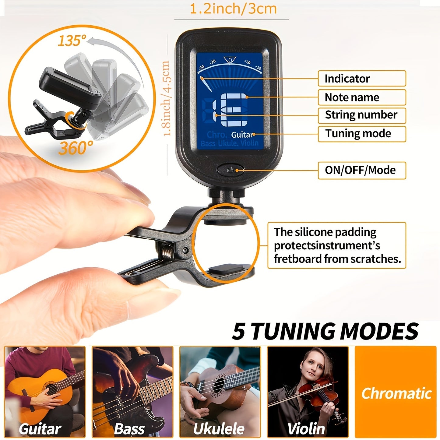 Alloy Guitar Capo Set with Tuner, Picks Holder, 5 Picks - Versatile for Various Instruments - Black