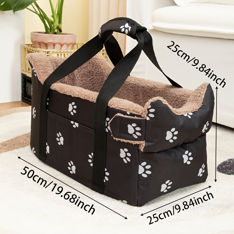 Pet booster car seat for small dogs & cats - portable safety travel bed made of durable polyester.