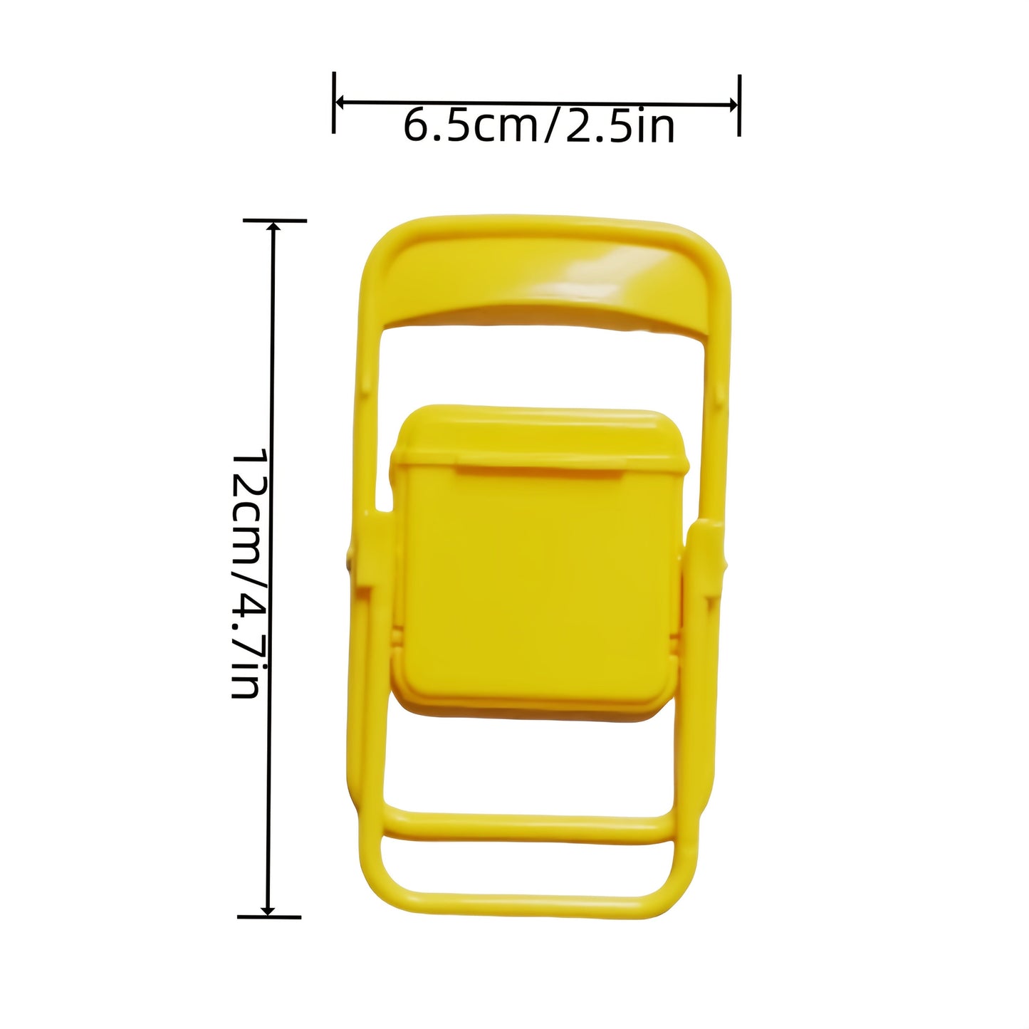 Modern collapsible tiny chair made of plastic, perfect for your desk, doubles as a portable phone stand, no need for assembly, does not require electricity.