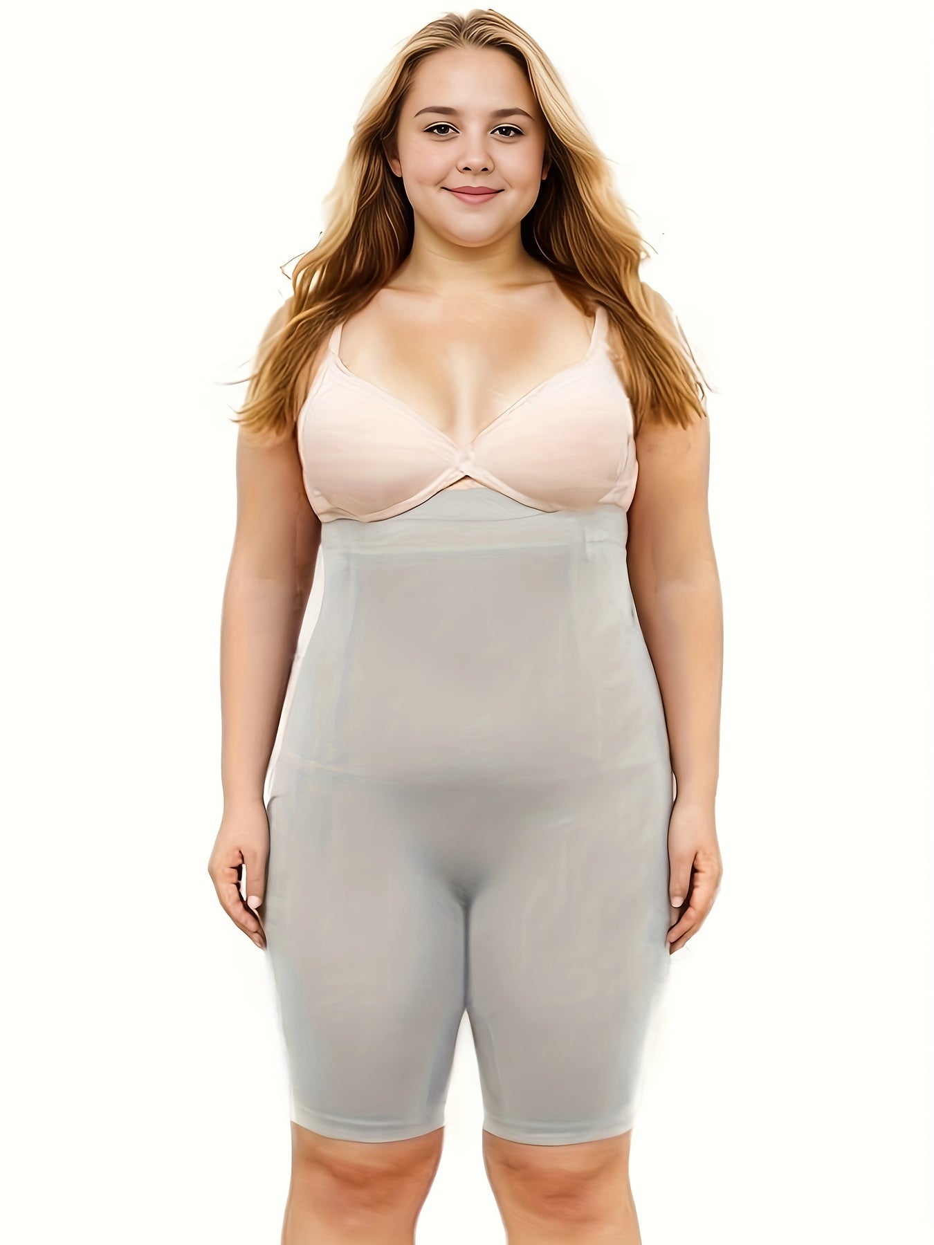 Seamless high-waisted shapewear shorts for women, providing tummy control, butt lift, and slimming effects. Ideal for yoga and fitness, made with breathable nylon blend fabric.