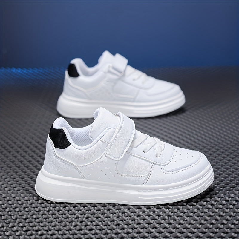 Boys' Low Top Skateboard Shoes with Hook & Loop Fastener, Comfy Non Slip Casual Style.