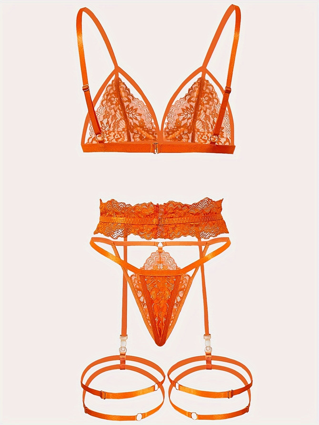 Sexy Koningsdag Lace Lingerie Set with Bra, Garter Belt, and Thong