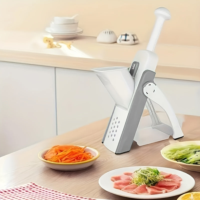 Adjustable Slicer - Manual Vegetable Chopper, Potato Slicer, French Fry Cutter, Salad Maker - Easy-to-Clean Kitchen Tool with Stainless Steel Blade