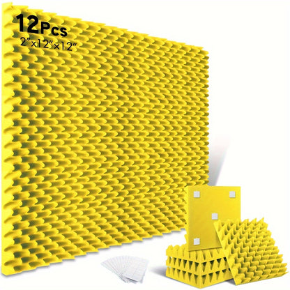 12 Pack of 5.08 X 30.48 X 30.48 Cm Acoustic Foam Panels, Fireproof Soundproofing Sponge for Walls, Egg Crate Studio Home Sound-absorbing Foam