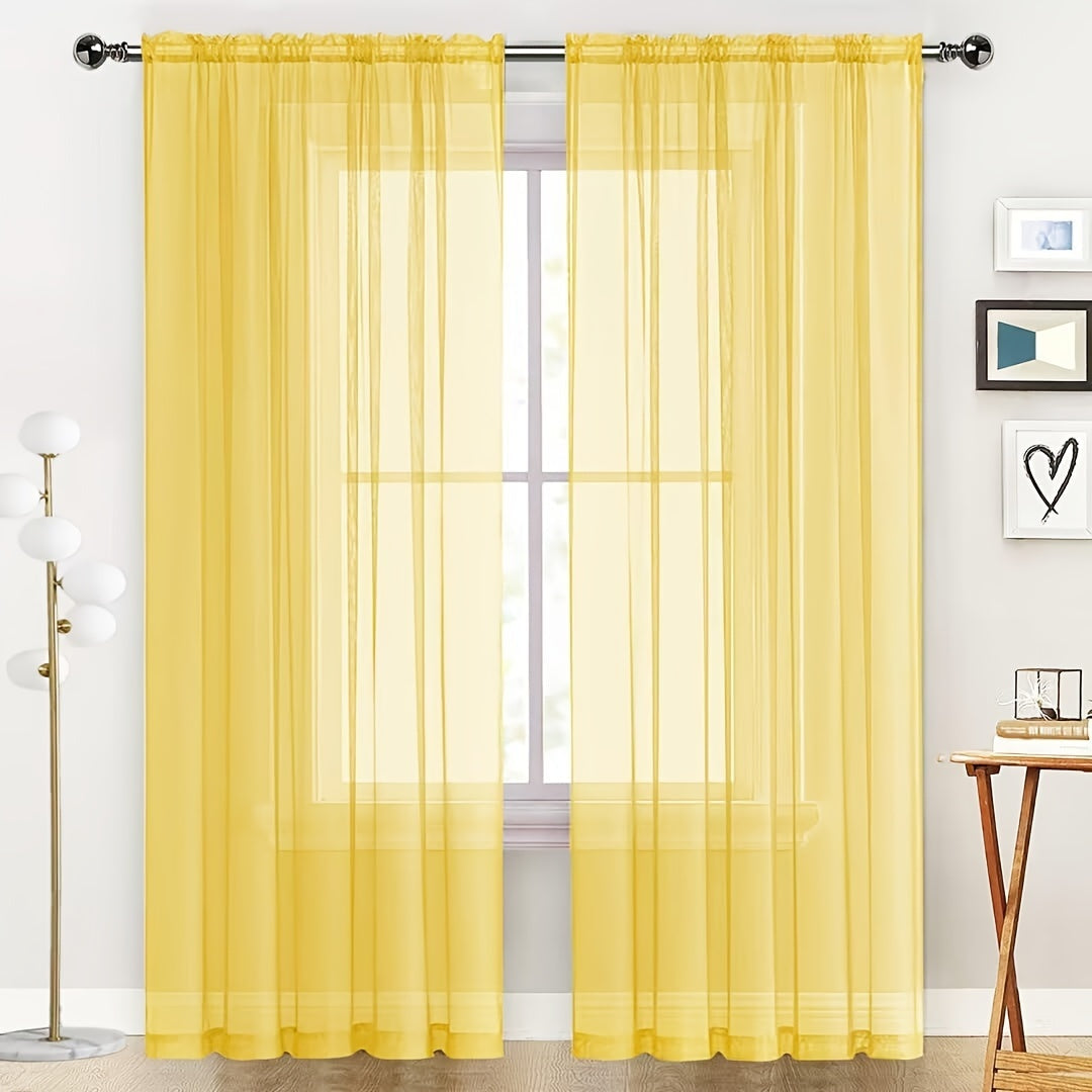 [Top Pick] Add a touch of elegance to your home with these stylish terylene gauze curtains. The two-piece set features a semi-transparent design in a plain color, perfect for creating a breathable and lightweight atmosphere in any room. Hang them with