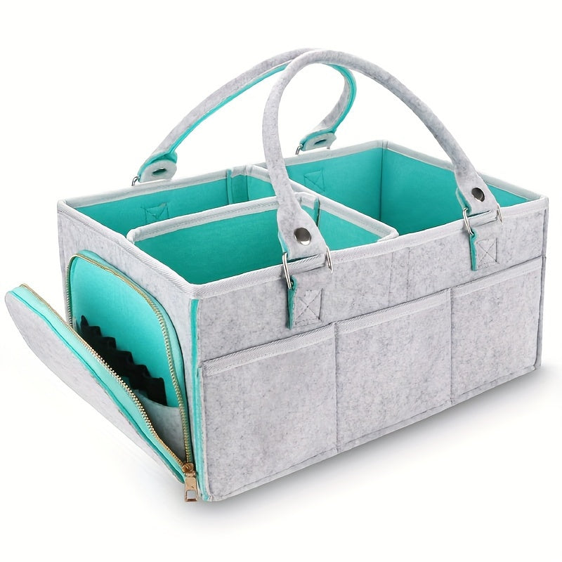 Felt Diaper Bag with Spacious Storage, Side Pockets, and Zipper Closure - Perfect for Diaper Organization