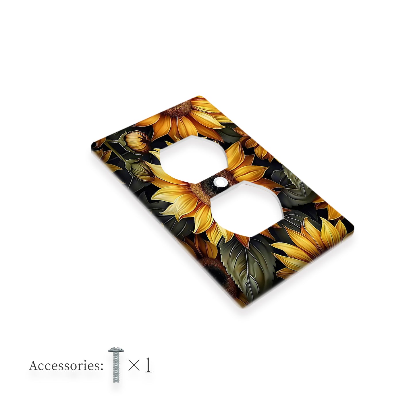 1 pc Unbreakable Polycarbonate Thermoplastic Print Art Plates with Sunflower Design, 1 Gang/2 Gang, Ideal for Switch Cover, Indoor/Outdoor Use in Bedroom or Kitchen.