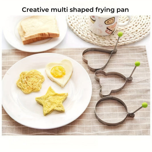 Set of 5 Stainless Steel Egg Molds, Including Heart and Star Shapes, Perfect for Making Fun Breakfasts in Your Home Kitchen