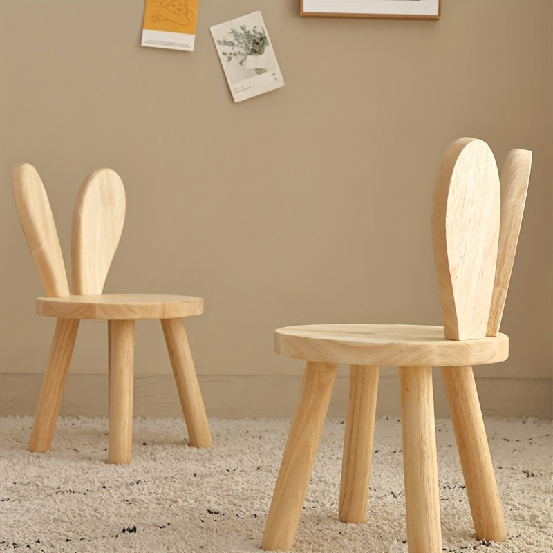 Adorable Rabbit Ears Creative Wooden Stool - Perfect for Changing Shoes, Room Decor, and More