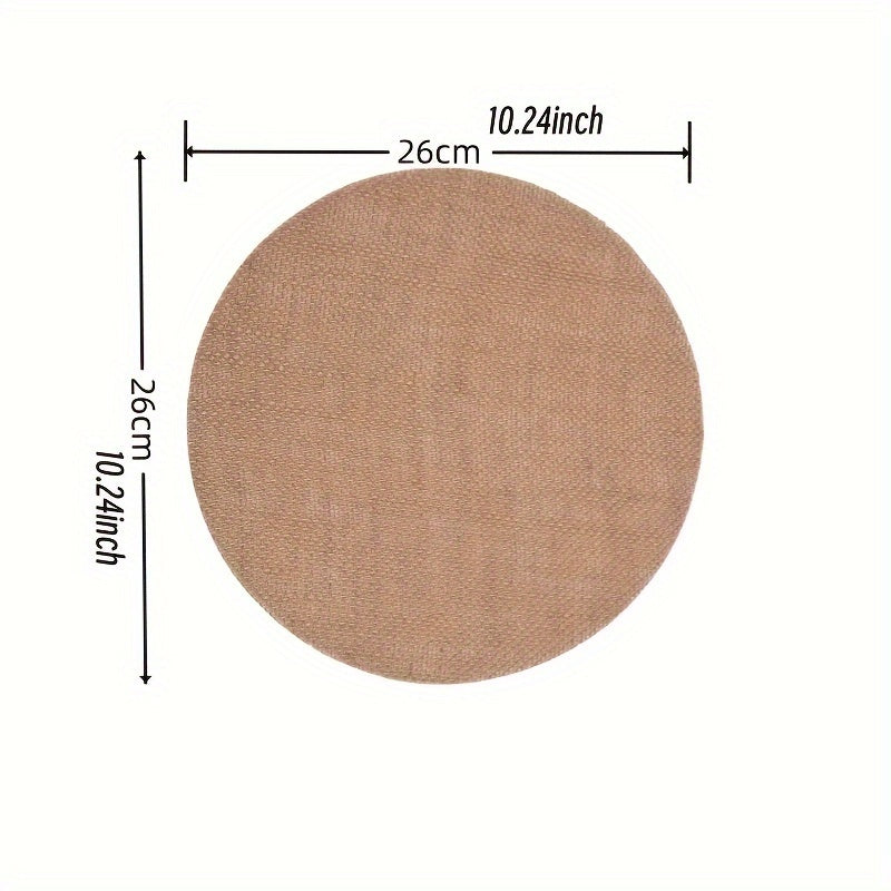 10-pack of round burlap placemats, eco-friendly & durable for home or events, measures 29.97cm in diameter.