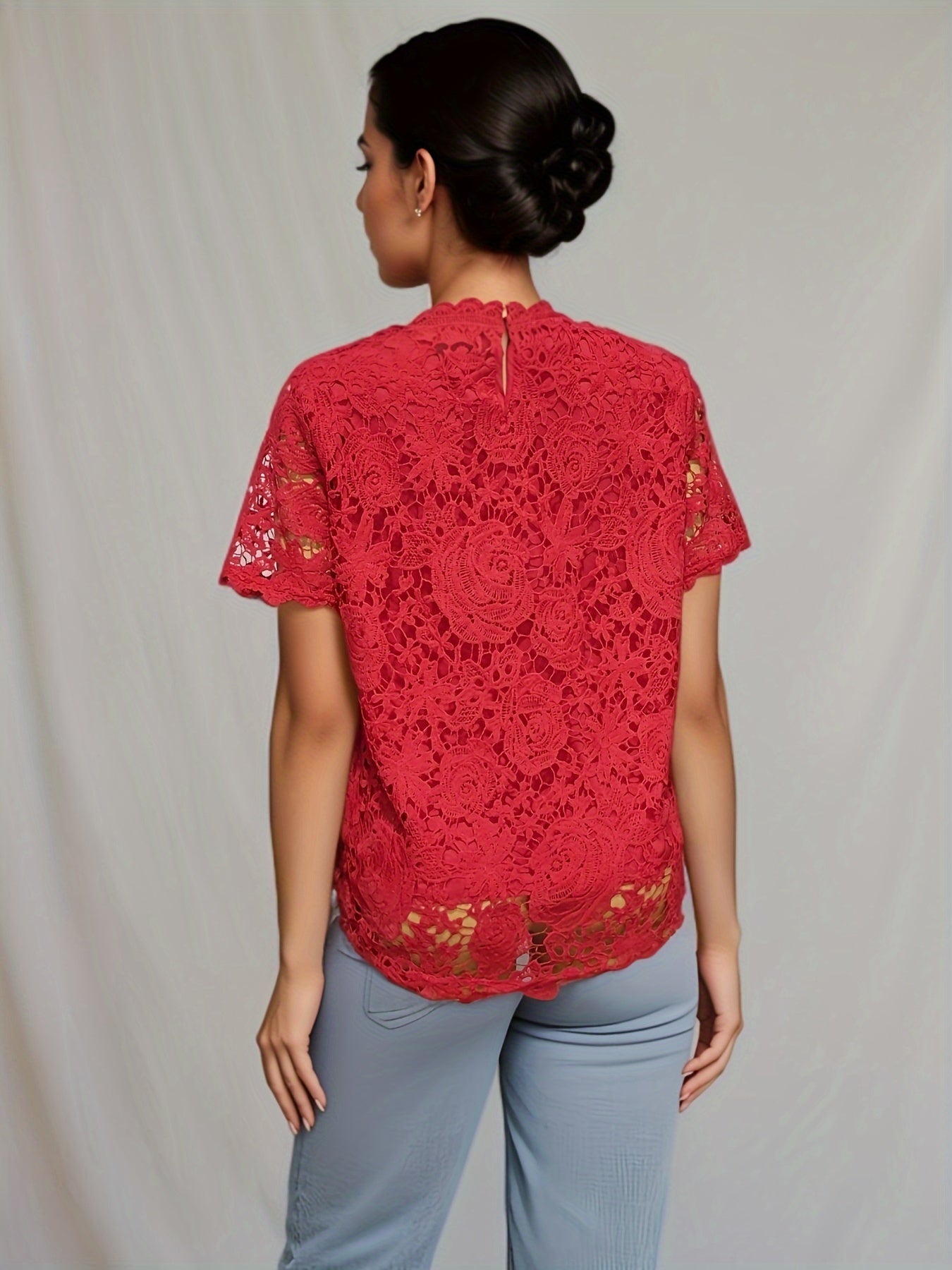 Floral Lace Plus Size Blouse for Spring and Summer