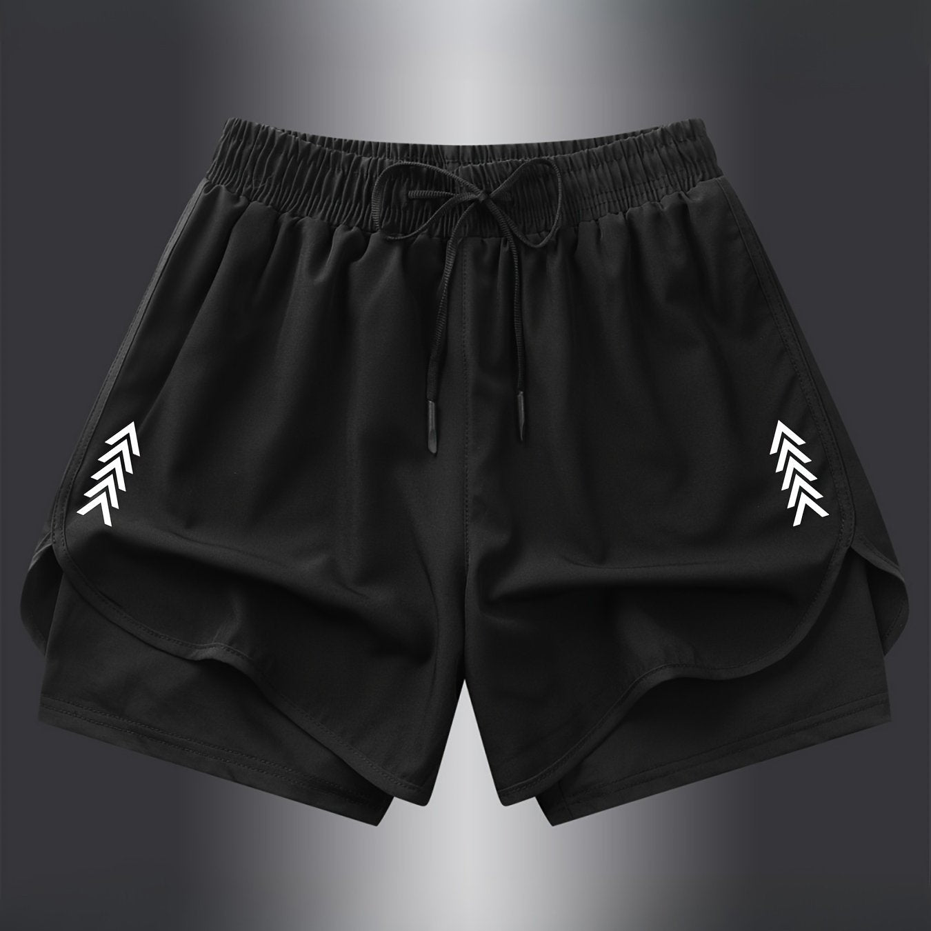 Men's Summer Quick-drying Running Shorts with Jacquard design, Breathable and Fake Two-piece for Outdoor Fitness.