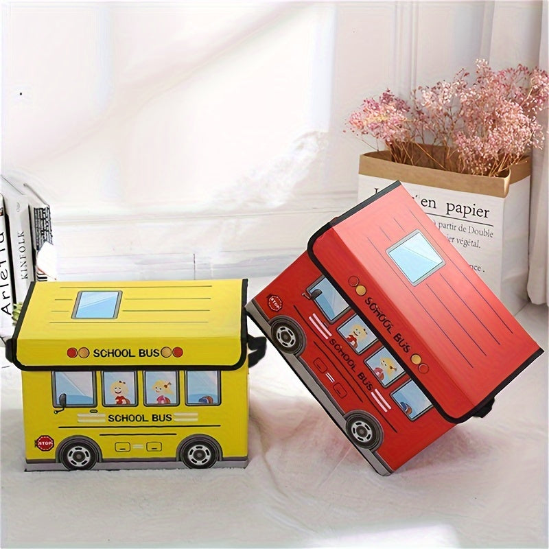 1pc Cartoon Car Storage Box that can be folded and used for office, dormitory, and home storage. It is waterproof and moisture-proof, suitable for storing students' tools, snacks, and