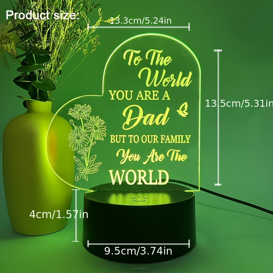 Get the perfect gift for Dad with Dad's Special Night Light! This lamp is great for Father's Day, birthdays, and holidays. It has colorful touch and monochrome modes to create a cozy bedside ambiance. The lamp is USB or battery powered and features LED