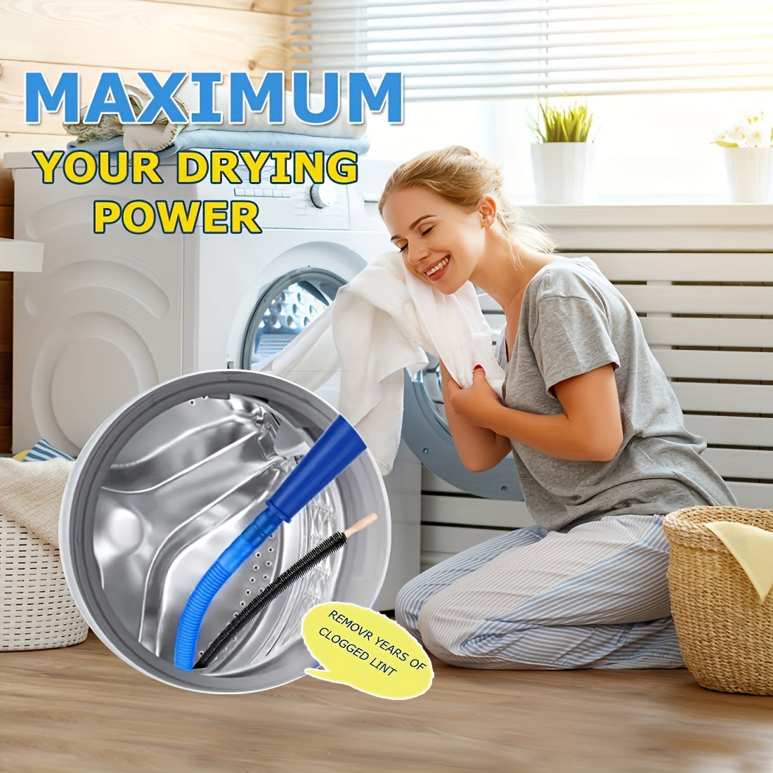 Dryer Vent Cleaner Kit includes a Vacuum Hose Attachment Brush and Lint Remover, along with a Dryer Vent Vacuum Hose, all in a set of 2 pieces.